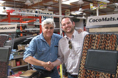 CocoMats.com Employee Drew meeting with Jay Leno who is a customer of CocoMats.com